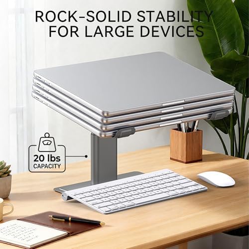 SOUNDANCE Adjustable Laptop Stand, Aluminum Riser, 10-17.3", Grey