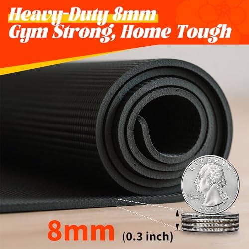 VTORY Extra Thick Large Exercise Mat, 8mm PVC Large Workout Mat 7x5/6x4