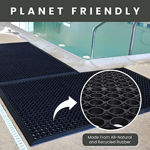 Envelor 2 Pack Anti Fatigue Mats for Kitchen Floor, Rubber Bar Mats, Non Slip Commercial Floor Mat with Drainage Holes, Indoor Outdoor Rubber Mat for Restaurant, Garage, Entryway 36 x 60 in