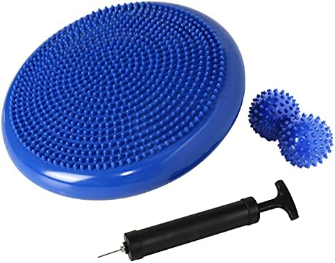 Wobble Cushion, Balance Disc, Wiggle Seat, Balance Pads for Physical Therapy, Stability Disc, Wobble Board for Dogs, Office, Sensory Kids, Classroom with Spiky Massage Ball