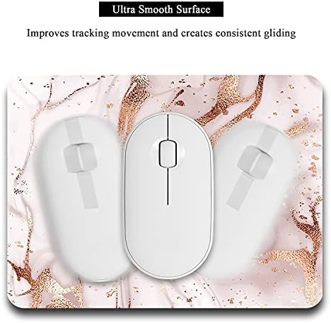 Small Mouse Pad, Mini Mouse Pad 6 x 8 Inch, Thick Rubber Waterproof Mouse Mat, Cute Mousepad for Women Men Kids Wireless Mouse Mini Laptops Keyboard Tray Home Office Travel, Gold Pink Marble