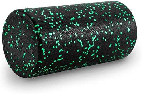 ProsourceFit High Density Foam Rollers 12 - inches long, Firm Full Body Athletic Massage Tool for Back Stretching, Yoga, Pilates, Post Workout Muscle Recuperation, Black/Green