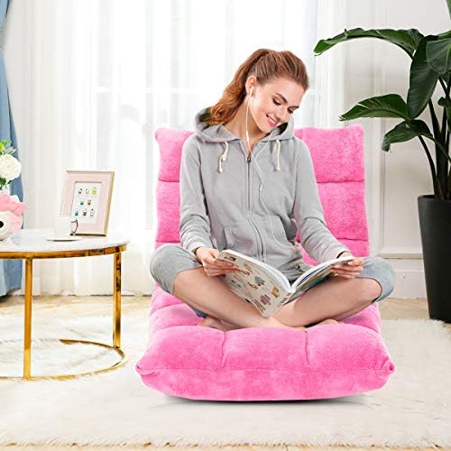 GIANTEX Floor Chairs for Adults, Floor Gaming Chair w/Back Support (Pink)