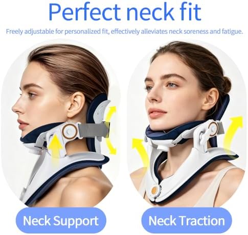 Neck Support Brace ＆Neck Stretcher，Adjustable Cervical Traction Corrector (White)