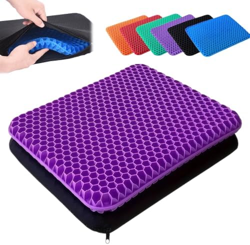 2026 Upgraded Silicone Gel Seat Cushion Honeycomb,Thick & Extra Large Gel Seat Cushion,Cool and Breathable for Home,Office Chair,Car Seat，Purple