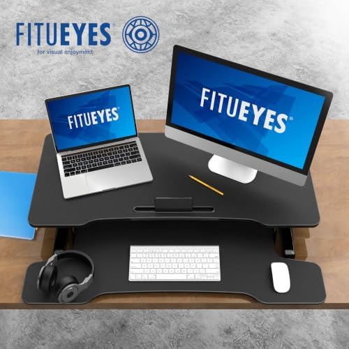 FITUEYES Height Adjustable Standing Desk 36” Wide Sit to Stand Converter