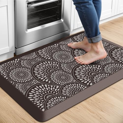 Mattitude 4/5 Inch Kitchen Mat, 17.3x28in Heavy Duty Ergonomic Comfort Foam Standing Desk Mat, Waterproof Non-Slip Standing Mats and Rugs for Kitchen, Office, Chocolate