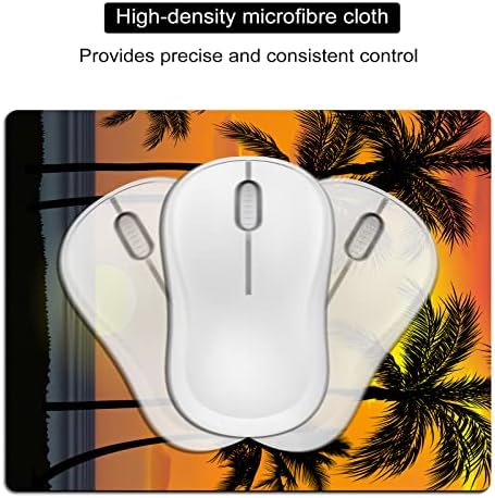 Small Mouse Pad, Mini Mouse Pads for Wireless Mouse and Laptop, Travel Mousepads with Designs - Tropical Sunset Beach, Portable Mousepad with Non-Slip Rubber Base - 5.5 x 7 in
