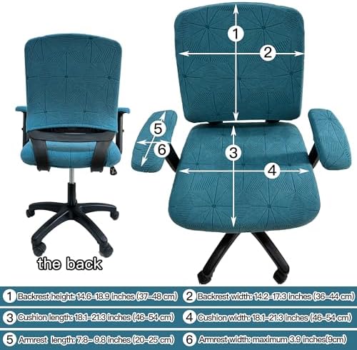 High elasticity anti slip office chair covers, split design for easy installation,universal desk chair cover wear-resistant and scratch resistant (peacock blue, chair seat cover + back cover)