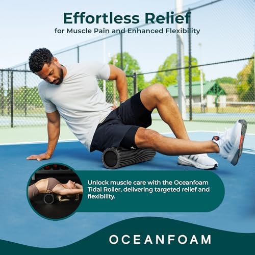 Oceanfoam Tidal Roller, Foam Roller for Exercise (Black & Charcoal Marbled)