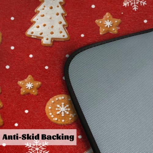 Christmas Door Mat Kitchen Mats, Christmas Red Gingerbread Tree Door Rugs, Cushioned Anti Fatigue Absorbent Kitchen Rug, Non-Slip Standing Desk Mat, Front Door Rug for Floor, Office, Sink, 20"×39"