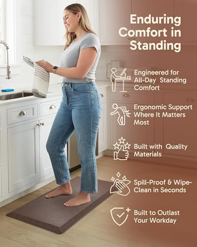 Ophanie Kitchen mats for Floor, 3/4 inch Thick,20x39 Anti Fatigue Cushioned Mat,Kitchen Rugs,Waterproof,Comfort Ergonomic Standing Mat for Office,Home,Sink with 99+ Pairs of Anti-Slip Bottom Ridges