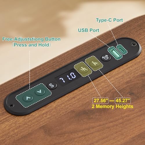 47" L Shaped Electric Wood Standing Desk with Storage
