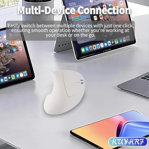 Ergonomic Vertical Wireless Mouse - USB C Dual Interface, Multi-Device Compatible, Reduces Hand Fatigue for PCs and Laptops, for Friends and Family (White)