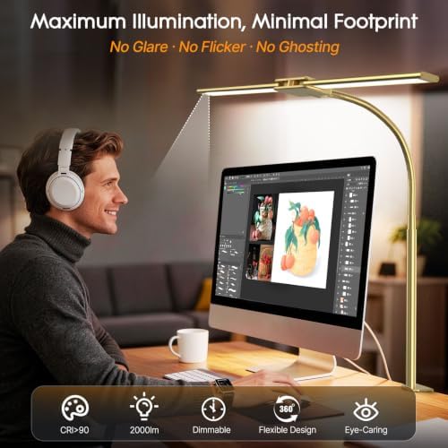 Syrinx LED Desk Lamp for Office Home, Dual Head Eye-Care Architect Lamp