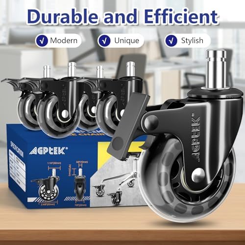 AGPtEK Office Chair Casters with Brake Heavy Duty 2.5" Set of 5