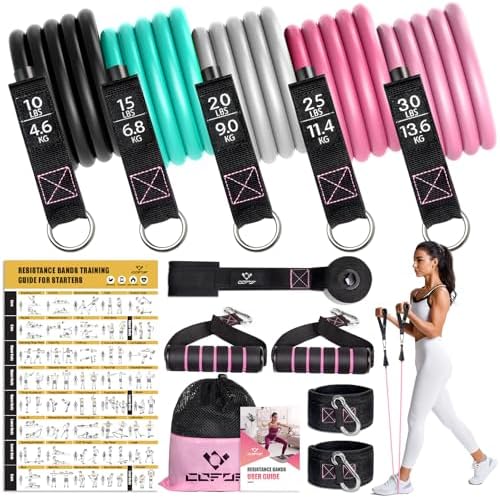 Resistance Bands with Handles for Women, 5 Level Exercise Bands