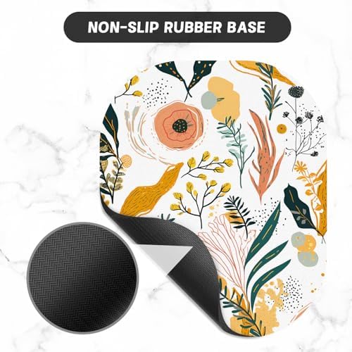 Small Mouse Pad, 6 x 7 Inch, Oval Mini Mouse Pad with Non-Slip Rubber Base for Laptop Wireless Mouse Keyboard Tray Mousepad, Pictorial Motifs