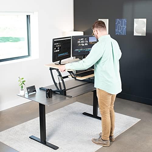 VIVO Real Bamboo 42 in Standing Desk Converter, DESK-V000VLO