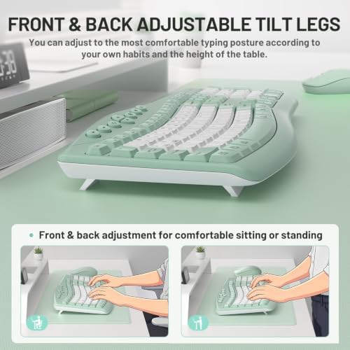 Wireless Keyboard and Mouse Combo Silent Ergonomic Curved Design for Office