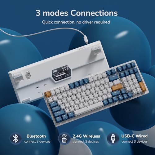 RK ROYAL KLUDGE RK98 Wireless Mechanical Keyboard, 3750mAh, 96% Layout