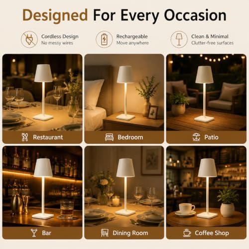 Rechargeable Cordless Table Lamp Set of 2