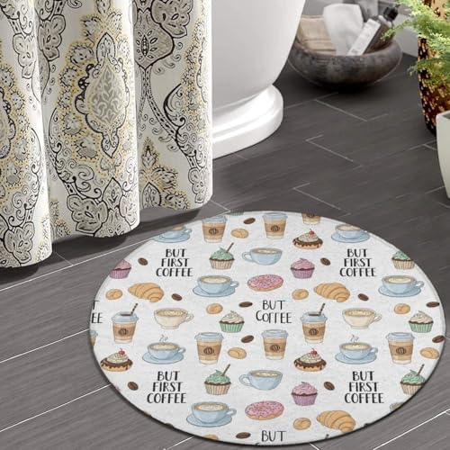 Women's Large Home Decor Mat, Soft Round Yoga Carpet, Non Slip Machine Washable Home Office Circle Rug Coffee Nut, 60inch