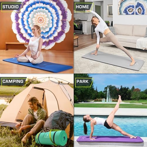 ProsourceFit Extra Thick Yoga and Pilates Mat, 71-inch Long High Density Exercise Mat with Comfort Foam and Carrying Strap