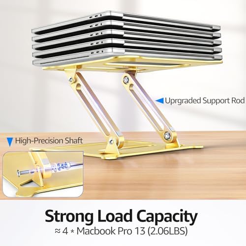 Urmust Adjustable Laptop Stand for Desk, 10-15.6“ Laptop Riser, Gold
