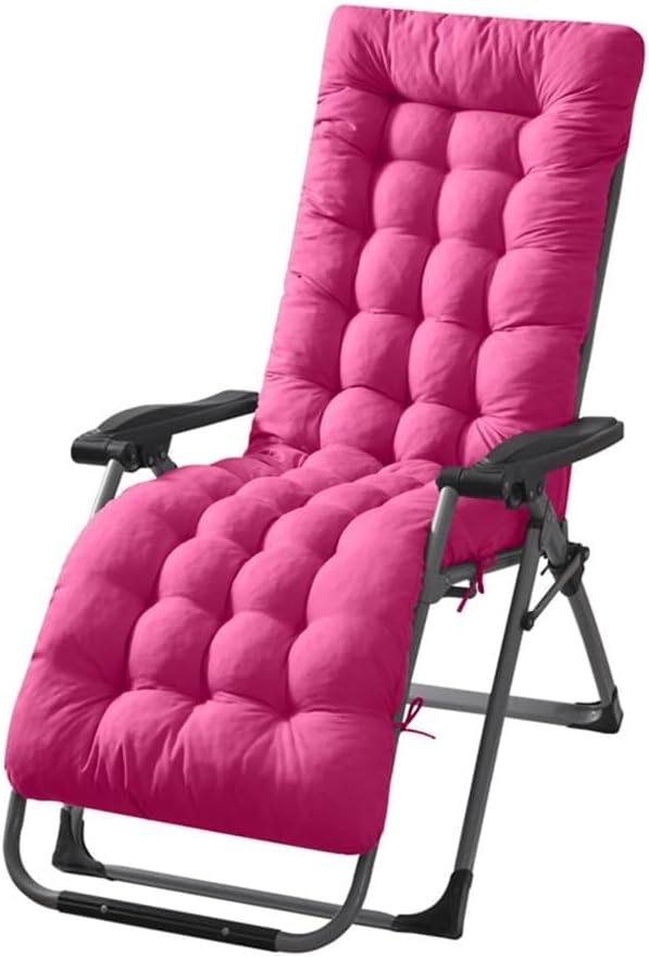 Patio Chaise Lounger Cushion， IndoorOutdoor Rocking Chair Sofa Cushion with 6 Ties， Thick Padded Swing Bench Cushion，61x18.9x3.1in (Rose Red)