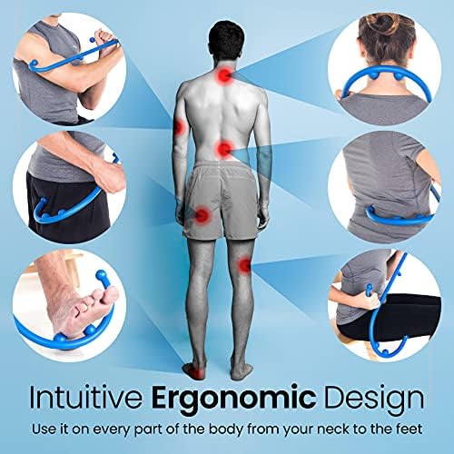 LiBa Deep Tissue Back Neck Massager Theracane for Pain Relief Blue
