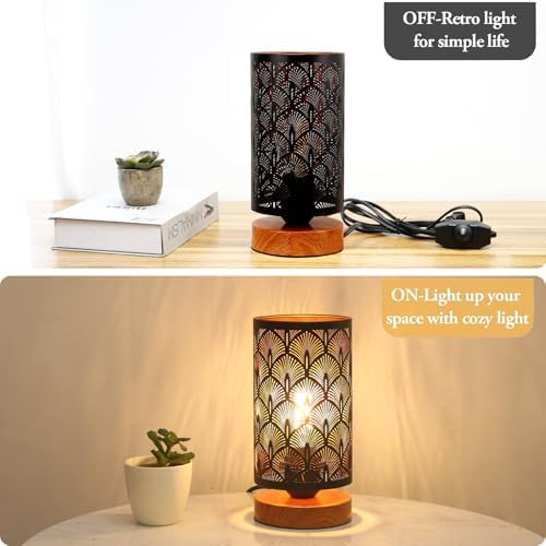 Small Industrial Table Lamps Dimmable, Bedside Lamps for Nightstand,End Table Side Desk lamp with Rustic Black Metal Cage Lampshade for Bedroom, Kids Room Living Room 2700K LED Bulb Included