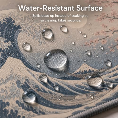 Japanese Wave Mouse Pad 31.5x15.7 Inch, Large Gaming Extended Desk Mat