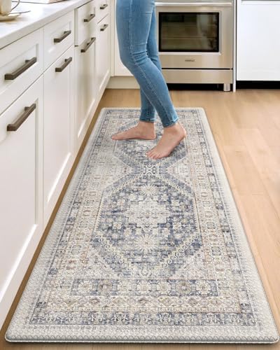 DEXI Kitchen Floor Mats Cushioned Anti Fatigue Runner Rug 24x59 White
