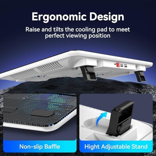 TECKNET Laptop Cooling Pad, Portable Slim Laptop Cooler for 12"-17" Laptops