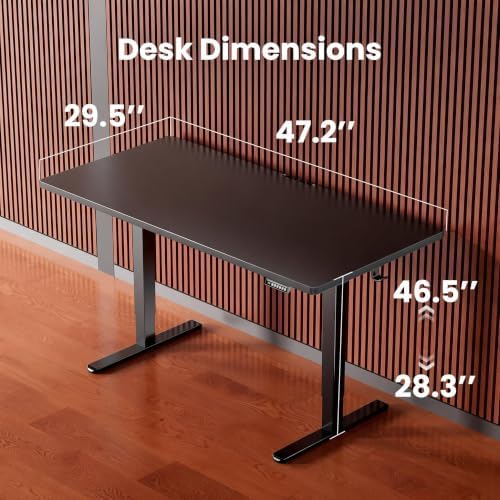 ErGear Electric Standing Desk, 48" x 30" Whole Piece Desktop, Adjustable Height Computer Desk, 4 Height Memory Settings, Sit Stand Up Desk for Home Office, Black