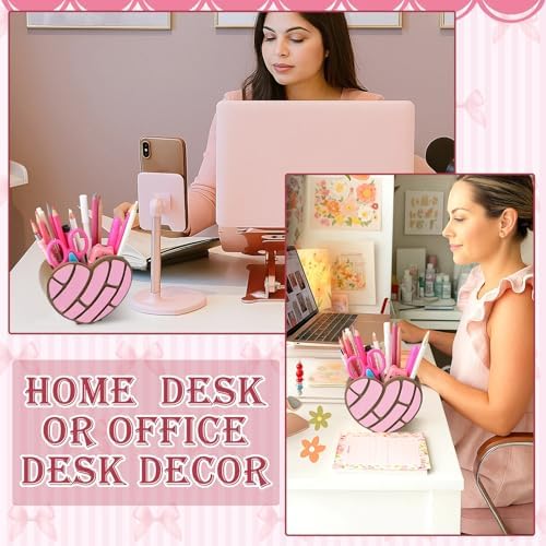 Tenceur Mexican Concha Heart Pencil Holder Pink Large Capacity Organizer