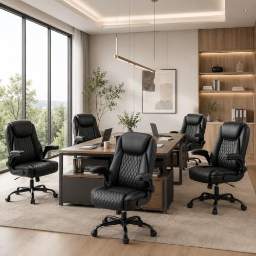 GTPLAYER Black Office Desk Chair with 90° Flip-up Arm, 5 Pack