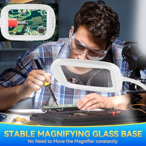 30X 10X Extra Large Floor Magnifying Glass with Light and Stand
