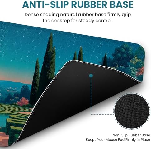Aesthetic Desk Mat, Cute Classical Garden Desk Pad Protector for Work & Decor, 31.5" x 11.8", Pretty Non-Slip Extended Mouse Pad for Office or Home
