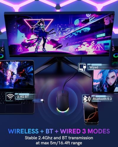 G57 Wireless Gaming Mouse, 8000 DPI, Carbon Fiber Pattern