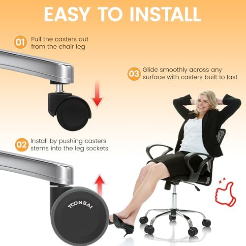 3 Inch Office Desk Chair Wheels Replacement, Computer Gaming Chair Wheels