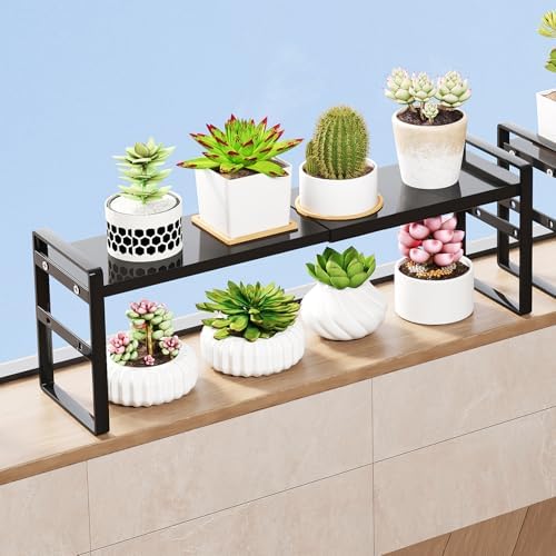 Extendable Narrow Tall Storage Shelf for Windowsill & Kitchen, Black
