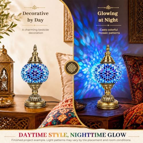 Joyclub DIY Turkish Mosaic Lamp Kit for Adults, Beginner Friendly, Blue