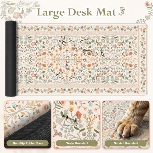 iLeadon Ergonomic Mouse Pad with Wrist Rest, Beige Desk Mat Set