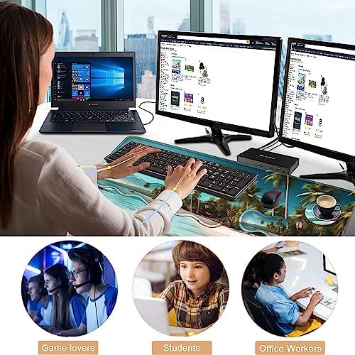 Keyboard Wrist Rest and Mouse Pad with Wrist Support Set Ergonomic Coaster,Memory Foam,Easy Typing Pain Relief,Large XL Desk Mat 31.5"x 11.8",Beach and Coconut Trees Design