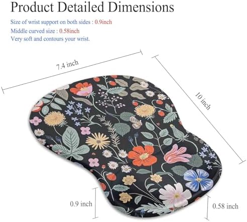 Gel Mouse Pad with Wrist Rest, Ergonomic Concave Wrist Support Mousepad with Non-Slip PU Base & Smooth Surface Comfortable Desk Accessories Mat for Office, Home Gaming and Study (Flowers 02)