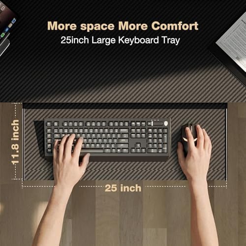 Acrolix 59" L Shaped Standing Desk with Shelves Keyboard Tray,Black Carbon