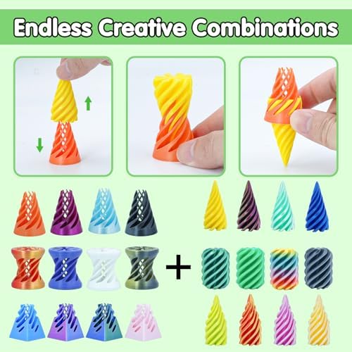12Pcs Mini Spiral Cone Pyramid Fidget Toy, 3D Printed Impossible Cone Passthrough, Mini Vortex Thread Illusion Desk Deco, Anxiety & Stress Relief, Gift for Adults & Kids (Mix-12 PCS)