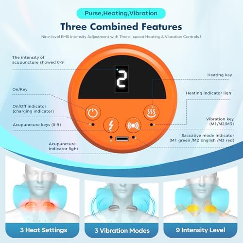 Neck Massager 2026 360° Remote Control Neck Massager Pillow with Multi-Directional Stretch, 3 Heat & 3 Vibration Modes for Relaxation,Ergonomic Support at Home,Office,Travel，‌Baby Blue‌
